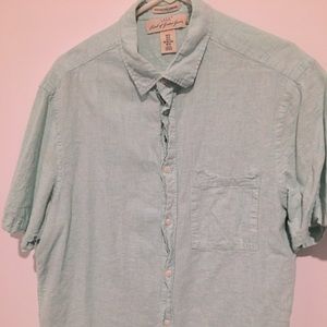 LOGG linen-style Aqua short sleeve button down.